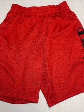 Champion Red Basketball Shorts Youth Medium Cut Size Tag 100% Polyester